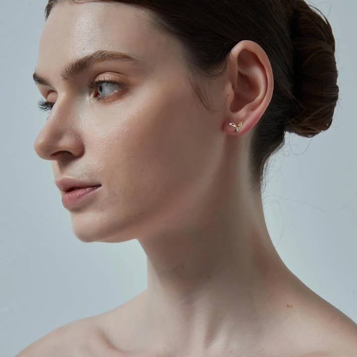 Perimade & Co. LLC - Wholesale Dangle Earrings - Japanese Orizuru Threader Earrings in 925 Sterling Silver3