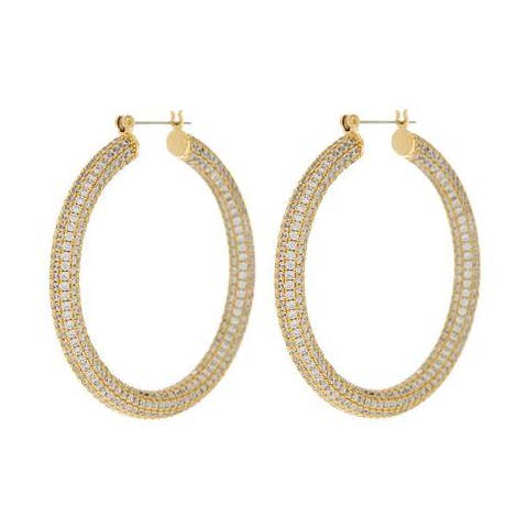 Luv AJ - Wholesale Hoop Earrings - Pave Amalfi Hoops- Gold