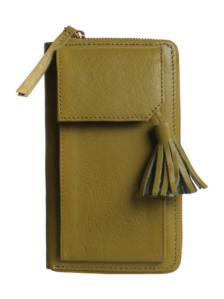 Tre foldede tegnebog Crossbody (olivengrøn) for engroshandel hos Risa Vancouver