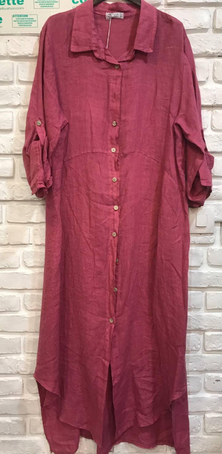 la maison des fibres naturelles - Wholesale Button Down Shirt - Women's - Long shirt dress 68036 100% LINEN46