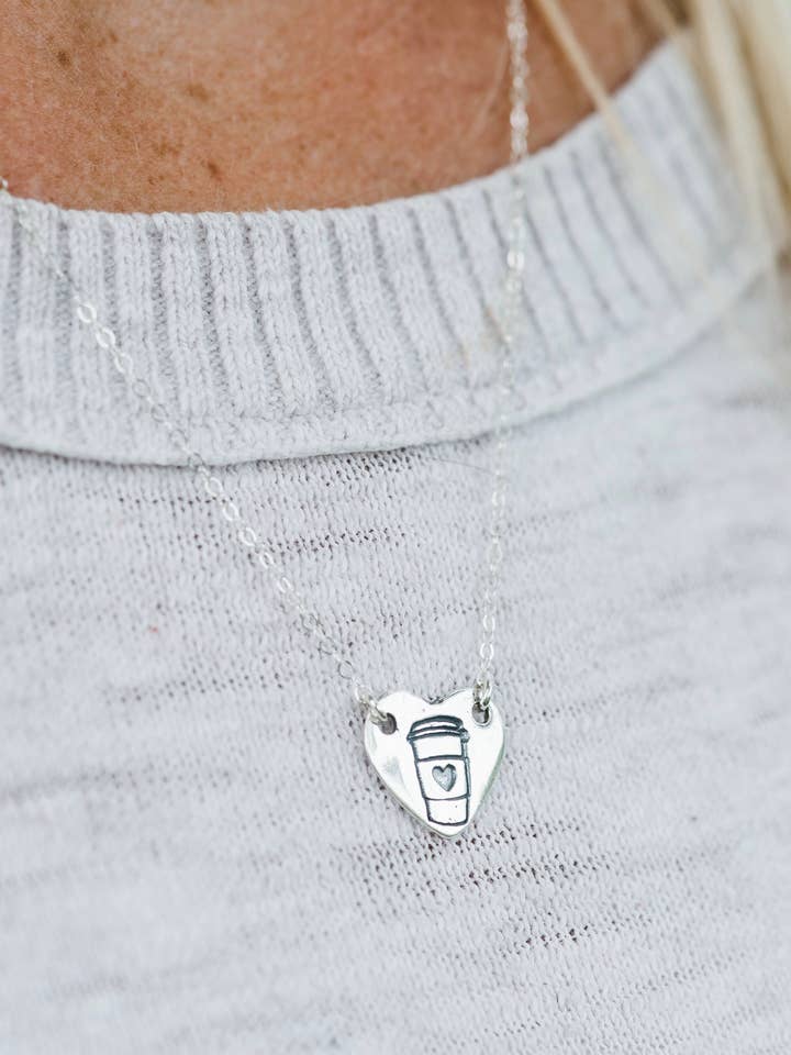 Sterling Silver Coffee Necklace Gift for Coffee Lovers for wholesale by MGD Casual Jewelry