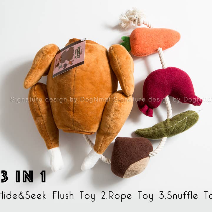 DogNmat - Wholesale Pet Plush Toy - Dog - Stuffed Turkey Snuffle Dog Toy-3 in 1 Hide and Seek toy3