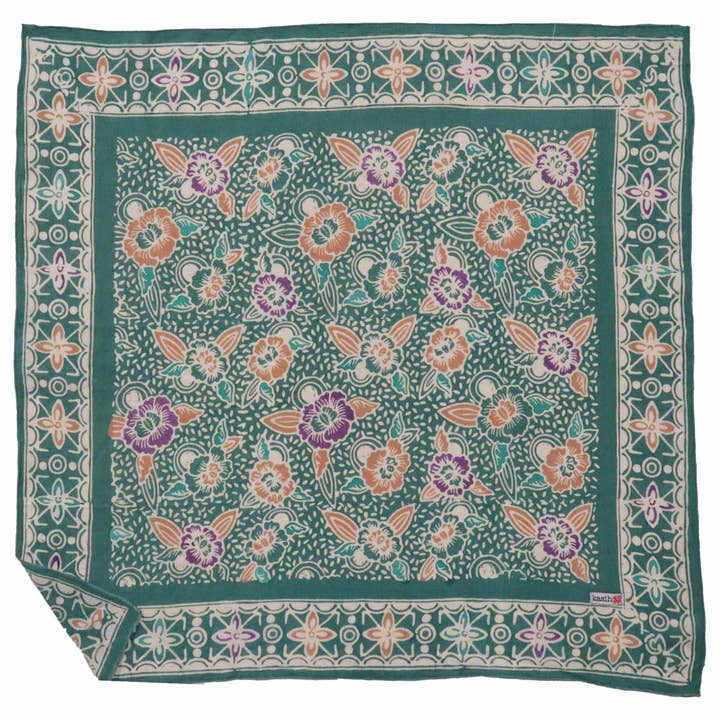 Hand Dyed Batik Bandana, 100% Soft Cotton, Bali Green for wholesale by Kasih Co-op