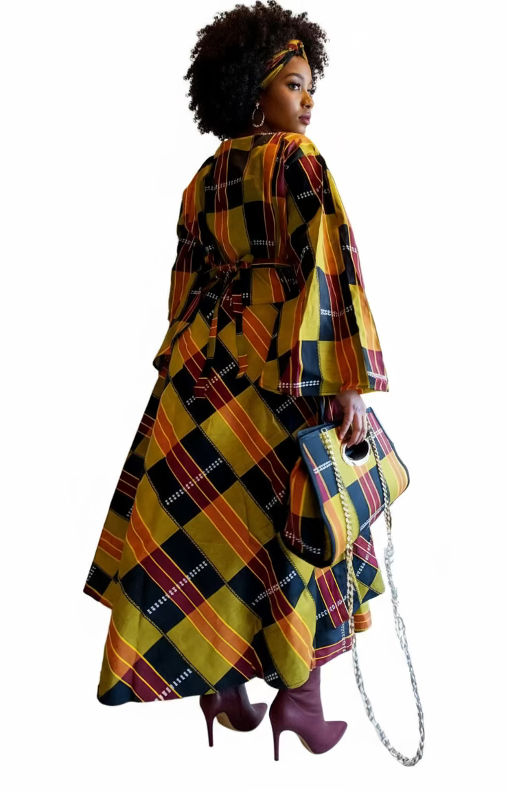 India Batik - Wholesale Dress - Women's - 3pcs Set Maxi Skirt Pocketbook wrap Dress H1