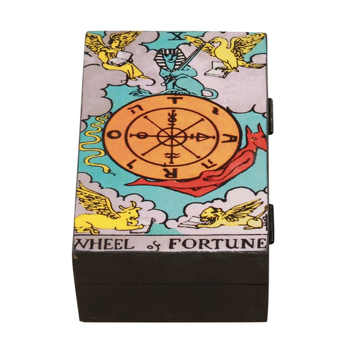 Tarotkartenbox aus Holz (6 x 4 Zoll) - Glücksrad für den Großhandel von Designs by Deekay Inc.