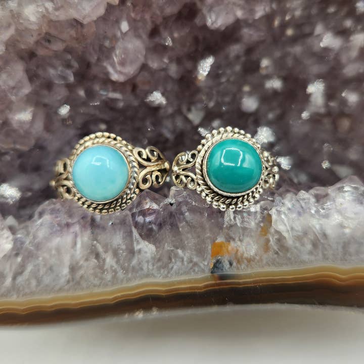 Meraki Gemstones - Vente Solitaire - Bague assortie de pierres semi-précieuses en argent sterling/.925