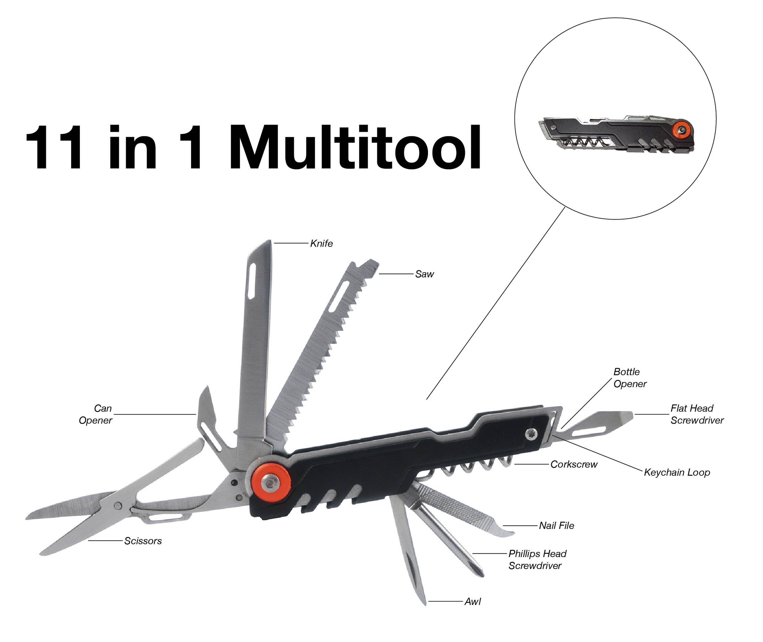 AceCamp - Wholesale Handy Tool - AceCamp Black 11-in-1 Multi-Tool1