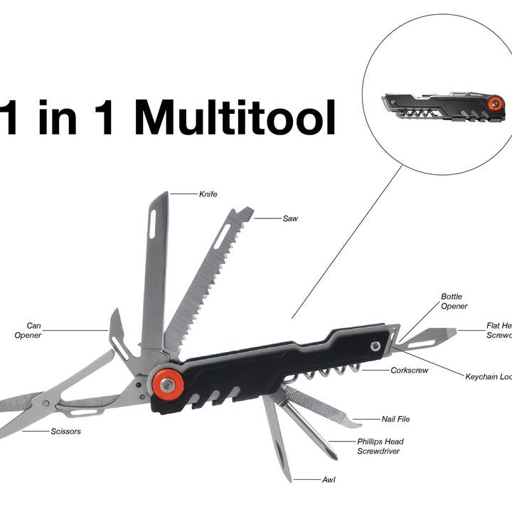 AceCamp - Wholesale Handy tool - AceCamp Black 11-in-1 Multi-Tool1