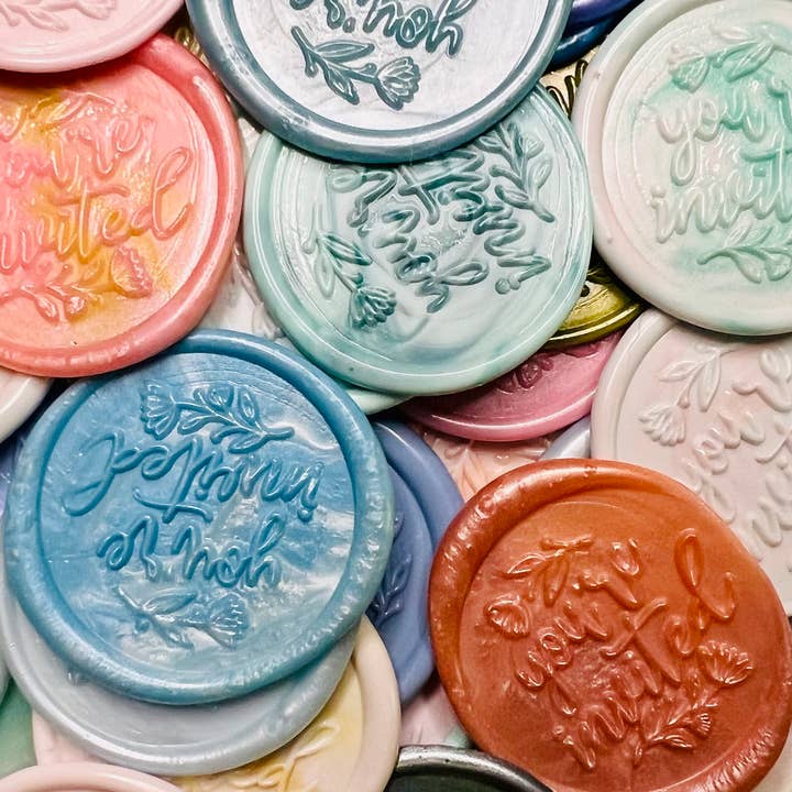 Rochambeau Home - Wholesale Sealing Wax - You're Invited Wax Seal Stickers – Elegant Script Design6