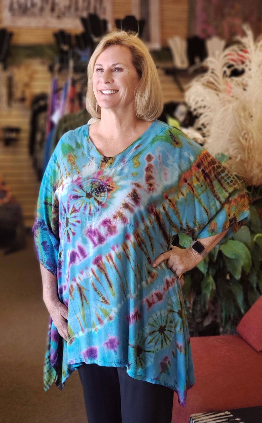 Zumi - Vendita all'ingrosso Tunica - Donna - Tunica a maniche larghe turchese Tie Dye2