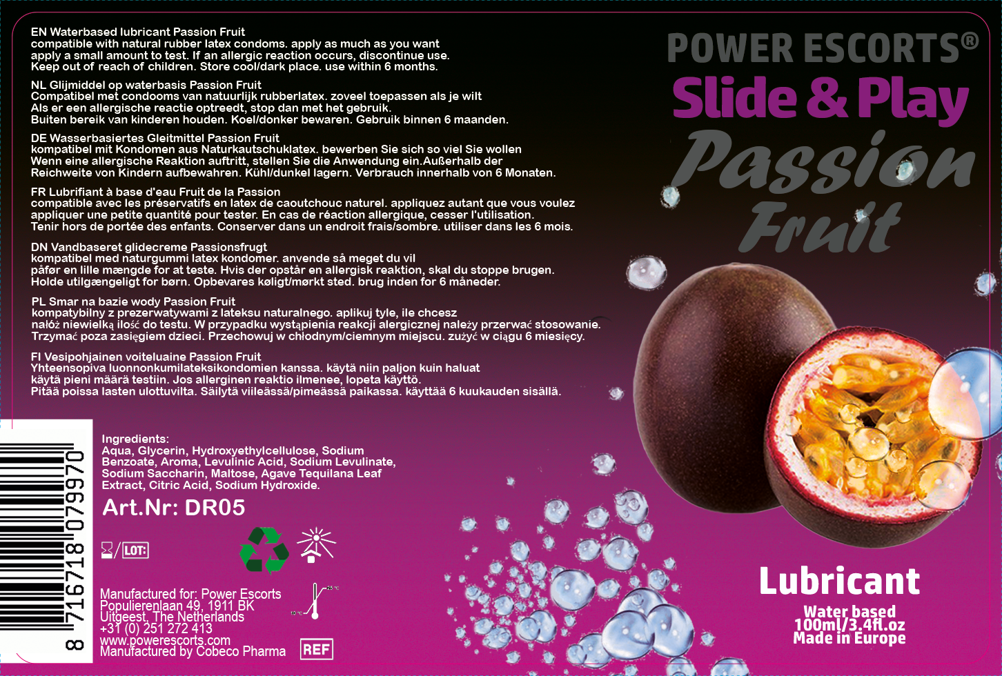 Kinky Pleasure - Wholesale Personal Lubricant - Power Escorts - DR05 - Passion Fruit Lubricant 100 ML - Slide & Play - Water-based3