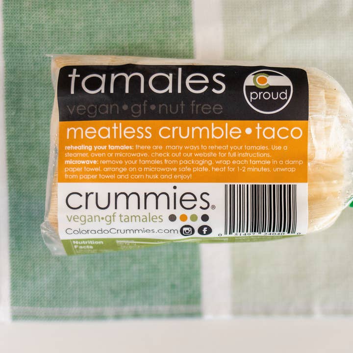 Taco Crumble Vegan and Gluten Free Tamales for wholesale by Crummies