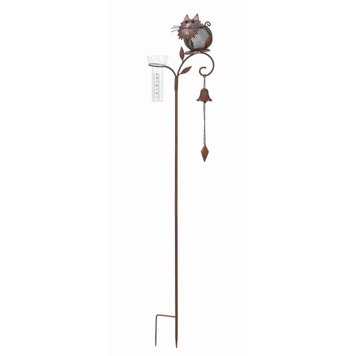 Continental Art Center - Wholesale Garden/Lawn Stake - Solar Rustic Metal Animal Rain Gauge Garden Stakes