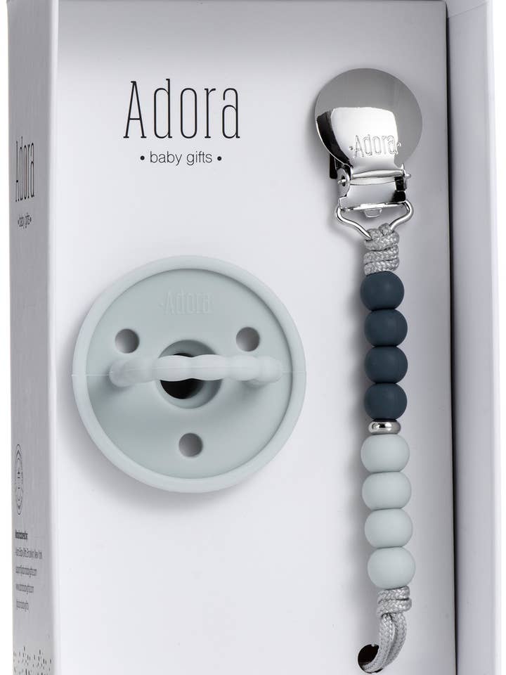 Classic Denim Sky Ombre Pacifier Clip Set for wholesale by Adora Baby Gifts