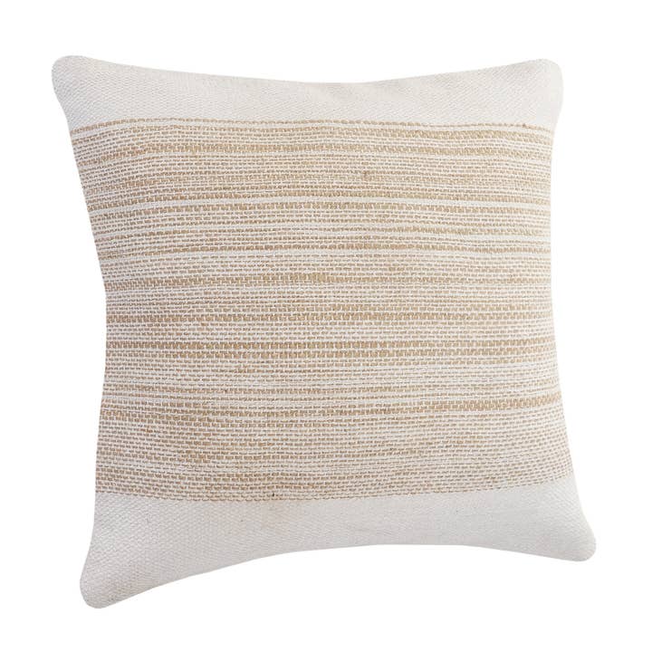 Ivory and Jute Striped and Bordered Throw Pillow for wholesale on Faire3