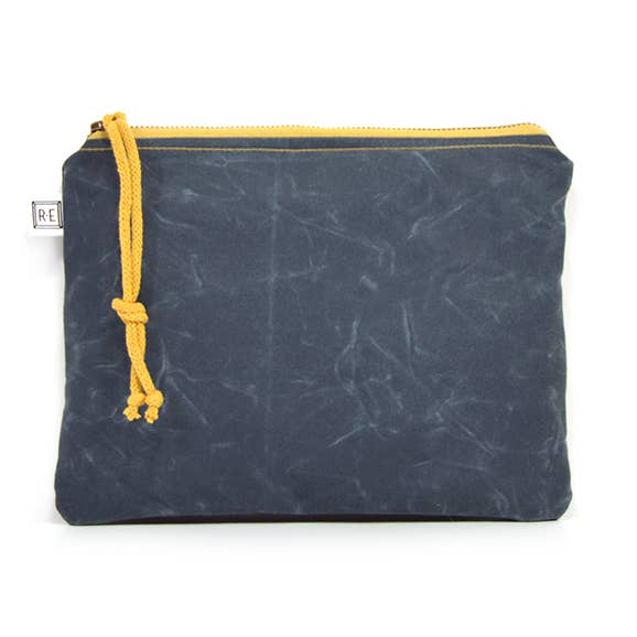 Cosmetic Pouch - Waxed Canvas // Large Vegan Zipper Bag for wholesale by Rachel Elise Studio