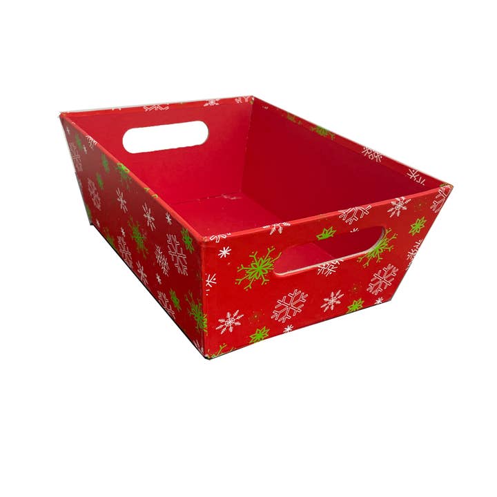 10" Red Snowflake pattern Paperboard Market tray for wholesale by Bospak