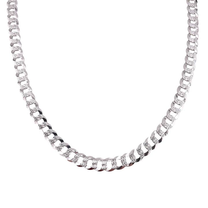 Sterling Silver Pave Super Flat Curb 250 8.8mm Bracelet Chain Italian Italy Solid Mens Jewelry for wholesale by Select Lines