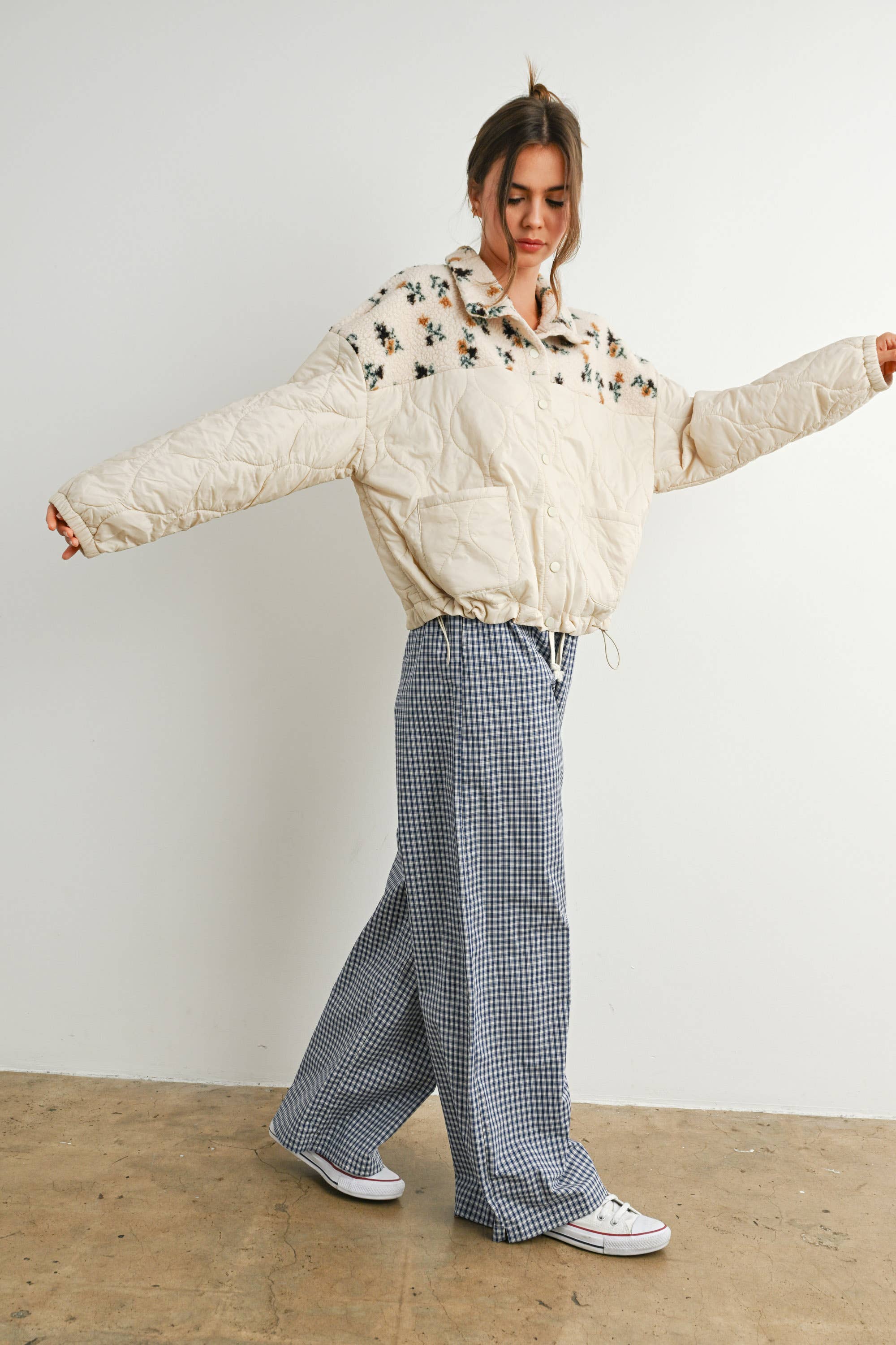 BUTTERMELON - Vente Veste – femme - Veste matelassée à manches longues à fleurs - BMJ785817