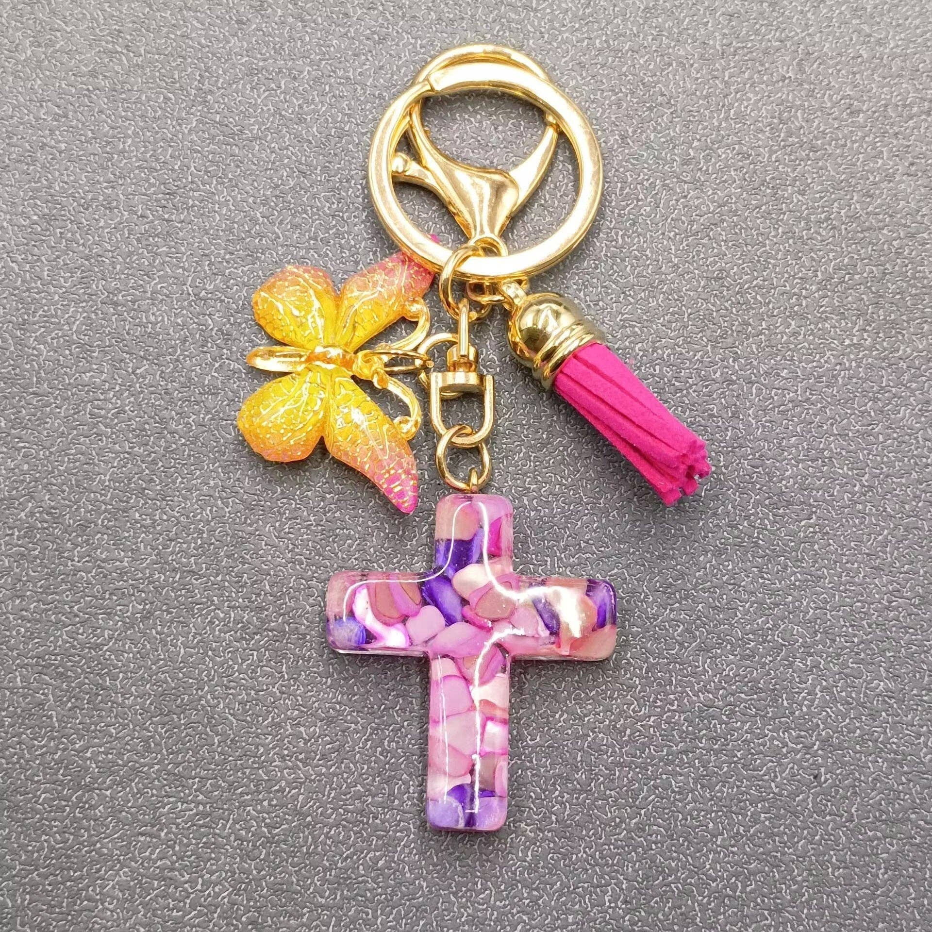 Mio Queena - Wholesale Keychain - Women's - Multi-style Acrylic Butterfly Resin Cross Pendant  Keychains7