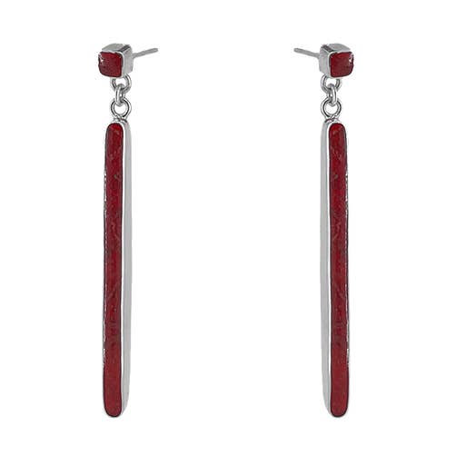 Sterling Silver & Red Coral Dangle for wholesale by SITA