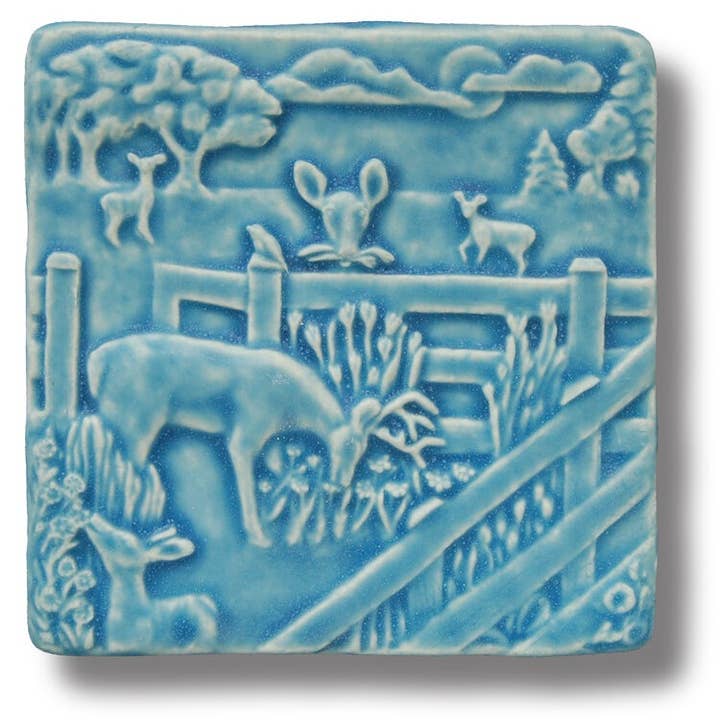 Whistling Frog Tile Inc. – Großhandel Wandfliesen – Hirsch im Garten Kunstfliese | Einzigartiges 4x4" Walddekor Geschenk5
