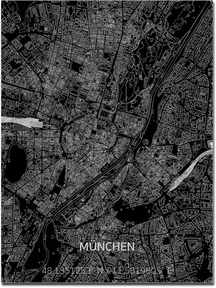 Citymap Munich | Décoration murale en aluminium pour la vente par Brandthout.