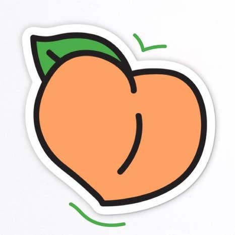 Persika byte Die-cut vinyl klistermärke 3 ” för wholesale av RAD Stickers + Doodads