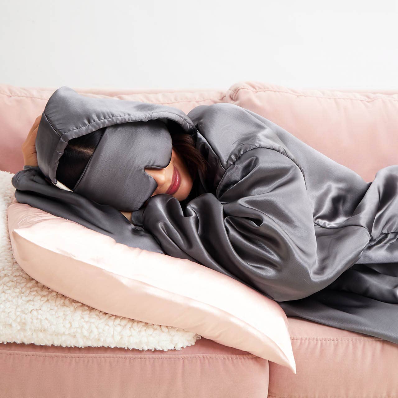 Wholesale Glazey Satin Hoodie Charcoal for your store Faire