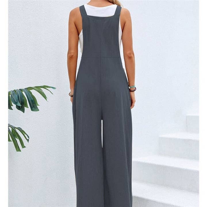 Plush Looks - Wholesale Overalls - Women's - Solid Color Casual Suspender Trousers