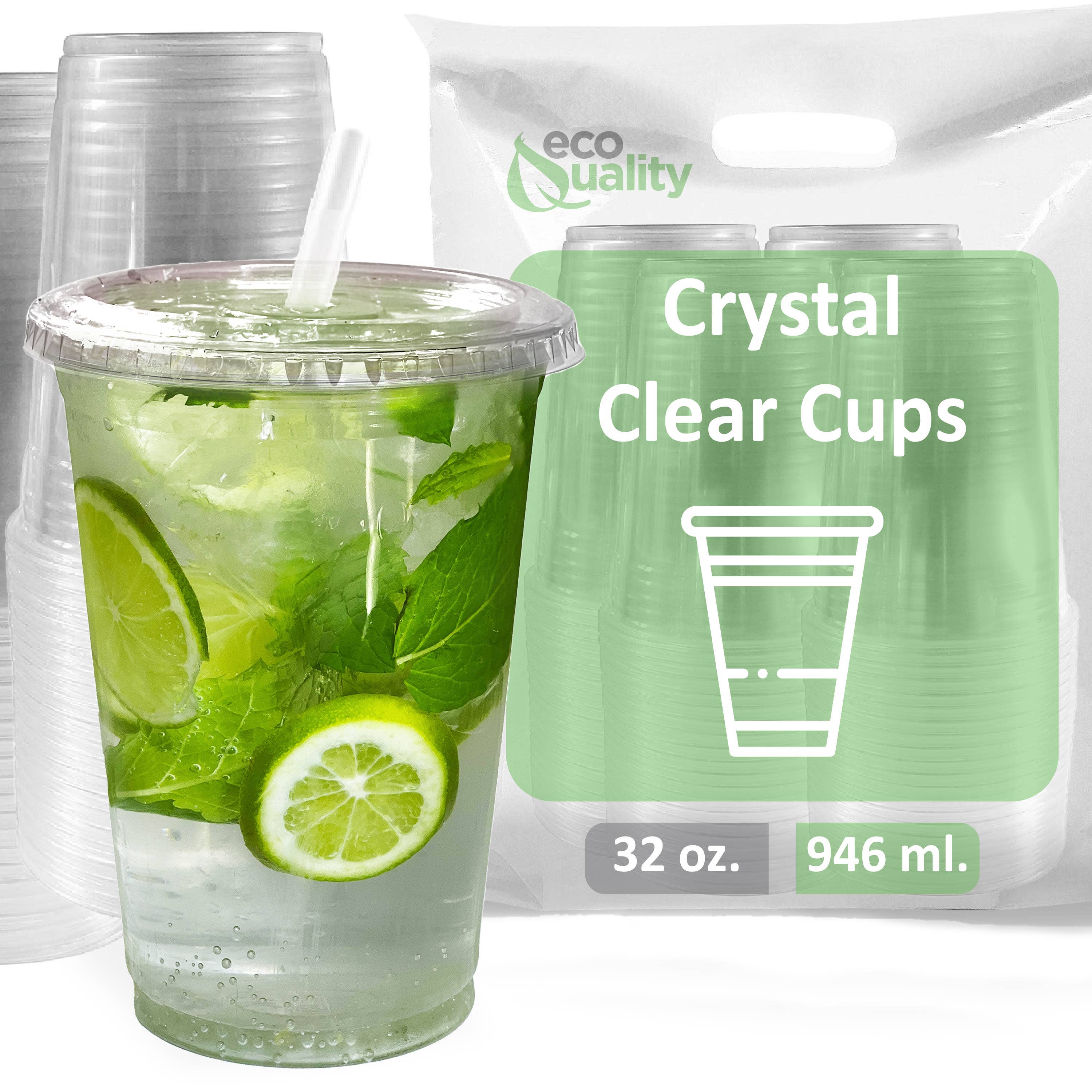 EcoQuality - Venta al por mayor Taza desechable - Vasos desechables de plástico transparente para batidos de 32 oz con transparente5