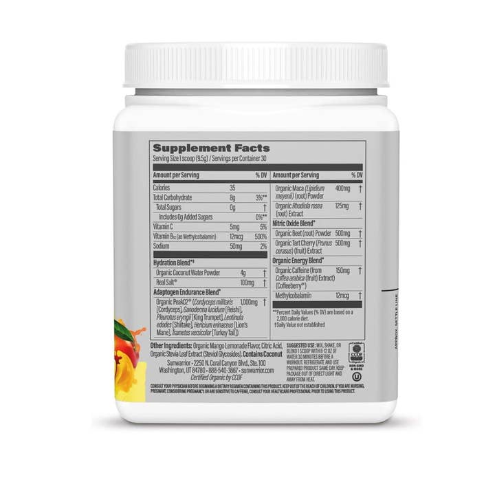 Sunwarrior - Wholesale Powdered Health Drink - Mango Lemonade Active Energy Pre-Workout Powder - Hydrating