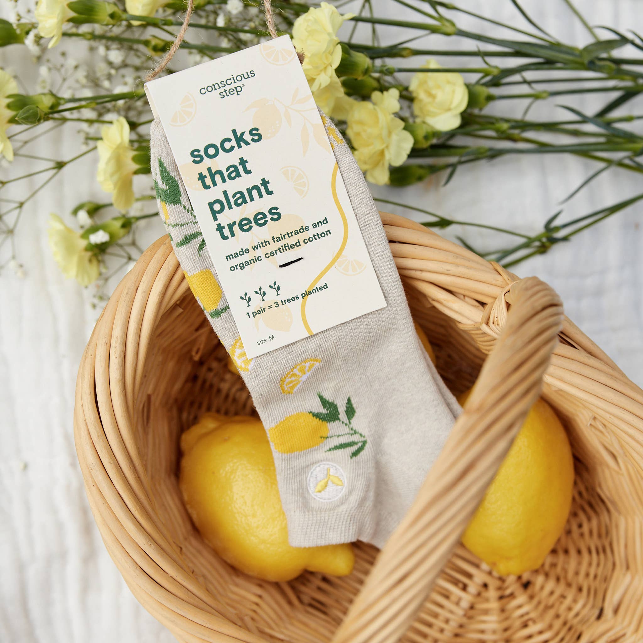 Conscious Step - Wholesale Socks - Unisex - Ankle Socks that Plant Trees (Beige Lemons)6