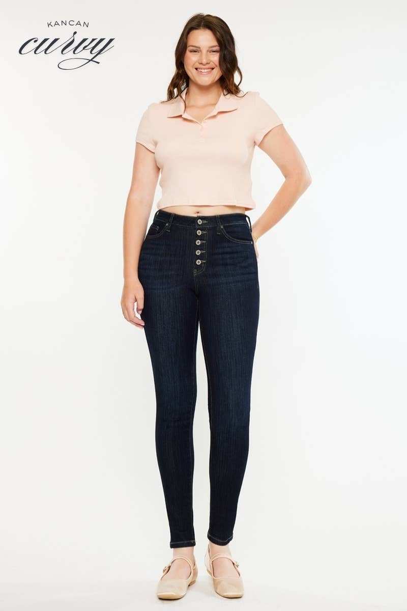 MØRK KURVE ÅBEN PAKKE HØJTALJEDE SUPER SKINNY JEANS-KC7114RD for engroshandel på Faire0