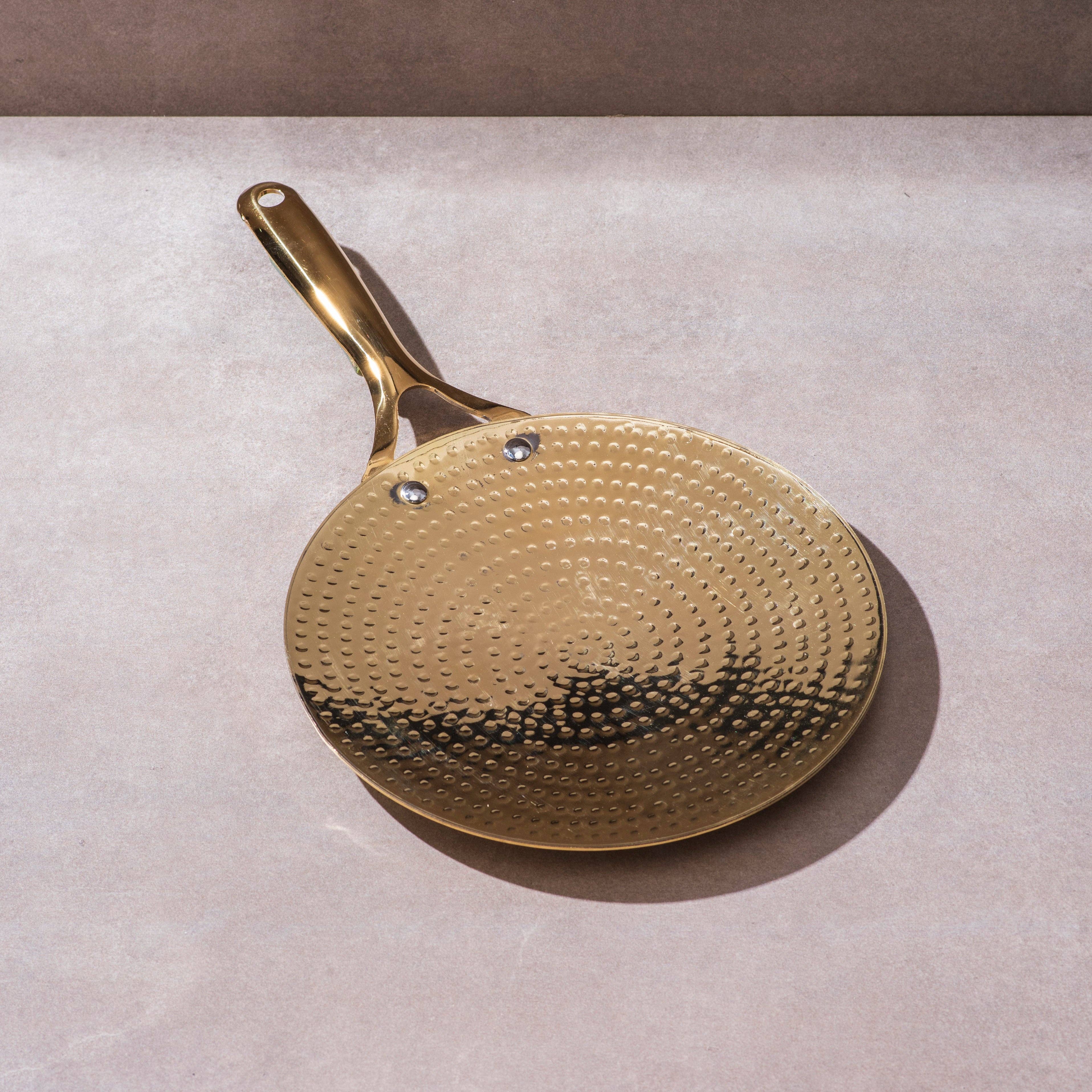 P-TAL - Wholesale Cast Iron Skillet - Brass Roti Tawa with Insulated handles- Tawa/Griddle Pan1