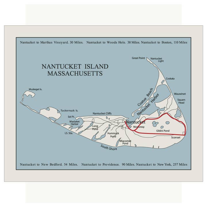 2.5'' x 3.5'' Nantucket Island Vintage Map Magnet for wholesale by Fridgedoor