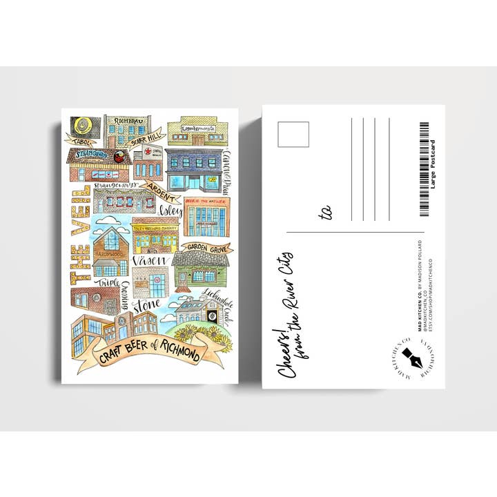 Craft Beer of Richmond Postcard for wholesale by Mad Kitchen Co.