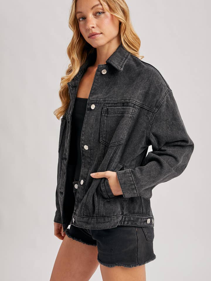 Bluivy - Venta al por mayor Cazadora vaquera - Mujer - Chaqueta oversized de mezclilla con botones22