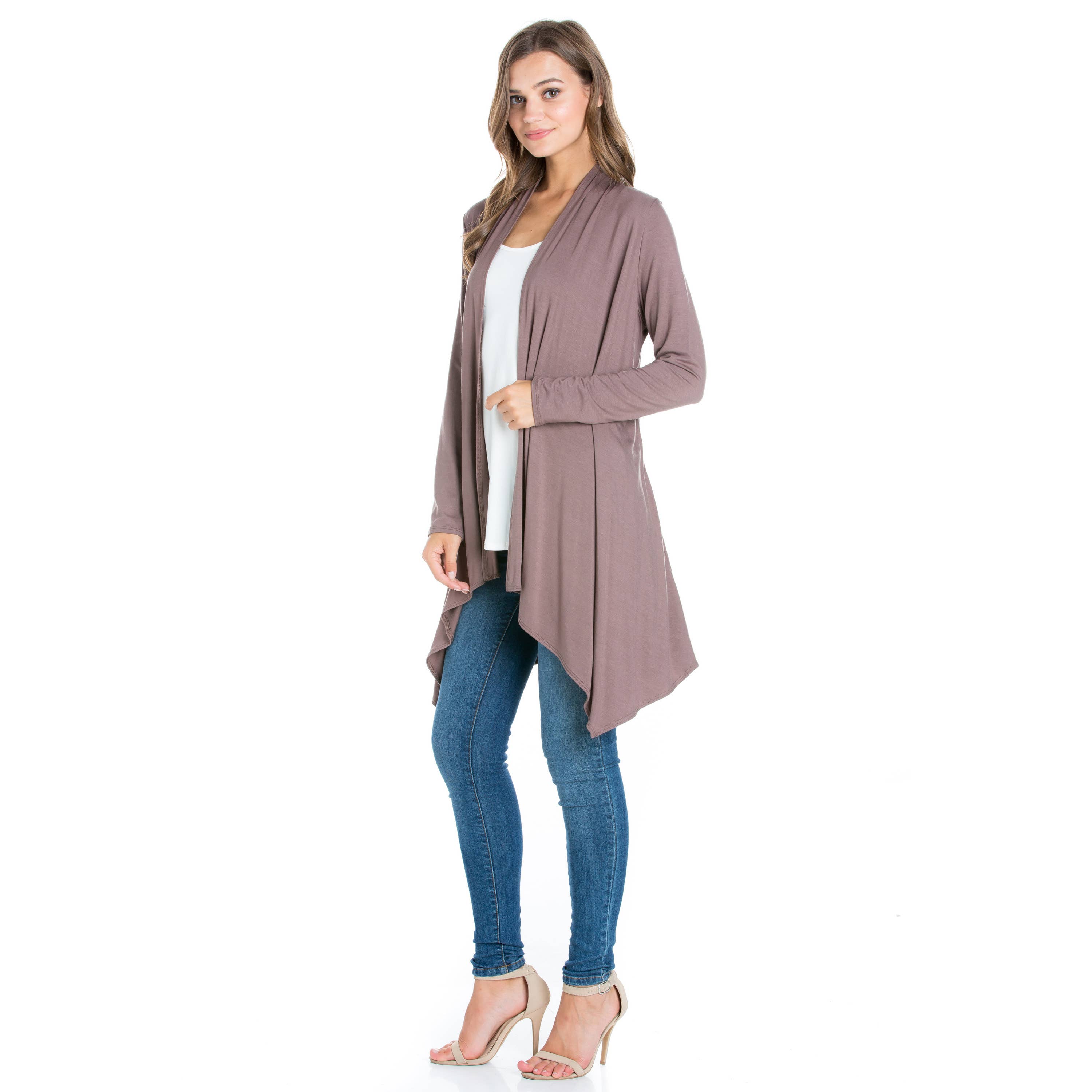 Azules Clothing – Großhandel Strickjacke – Damen – AJK-3006RS Langärmeliger Cardigan mit offenem Vorderteil und Wasserfallausschnitt32