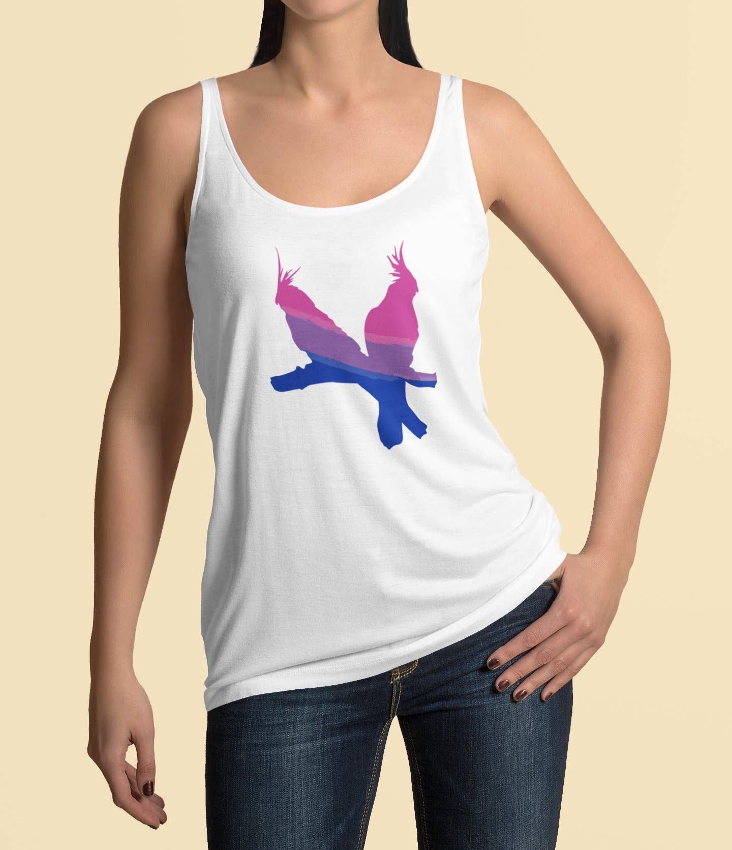 Pink N Paw - Wholesale Tank Top - Women's - Bi Birds - Bisexual Pride Tank, Racerback Tank Top1