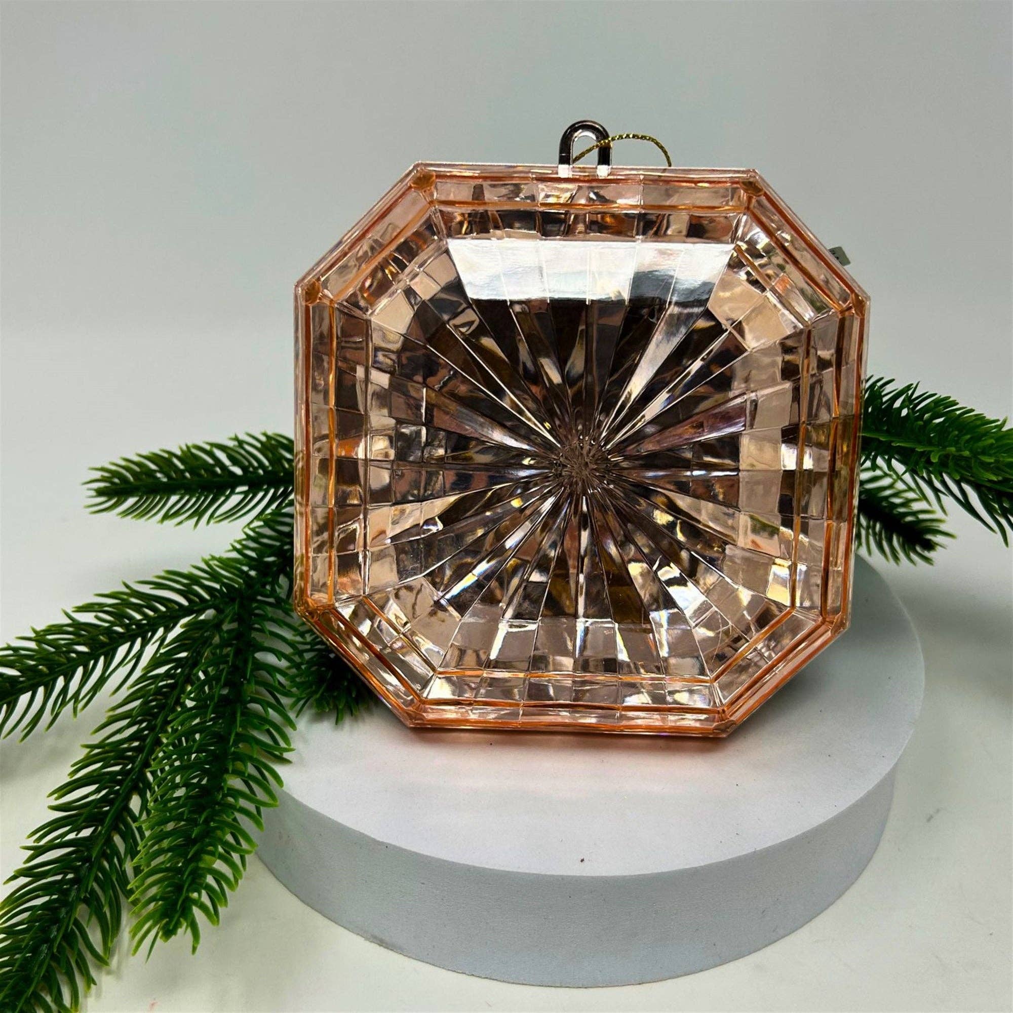 David Christopher's Collection - Wholesale Ornament - Plastic square Diamond Ornament - Rose Gold 4.7x5.1x2"1