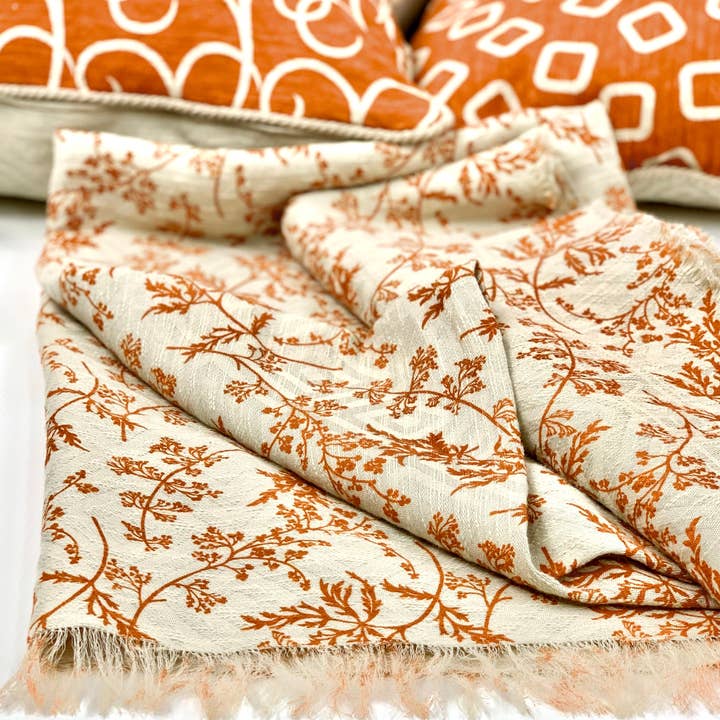 LINHO E ALGODÃO IMPRESSO LARANJA RAMAGE DESIGN CAPA DE SOFÁ CÓDIGO 331 por atacado de C.C.&Co.Srl