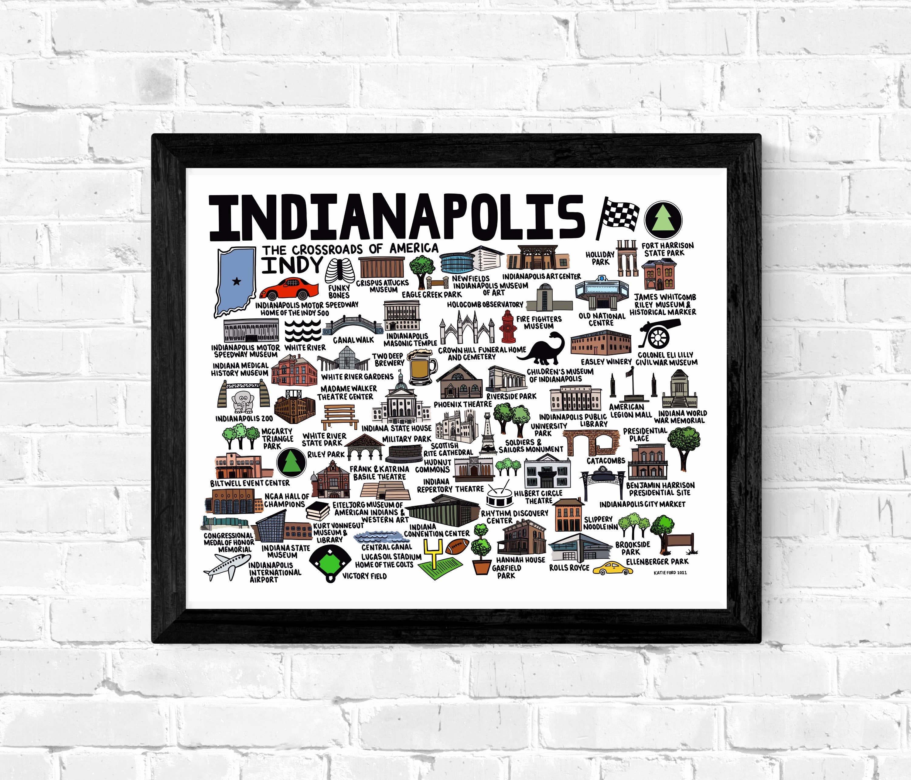 Whereabouts Shop - Wholesale Art Print - Indianapolis Map Color2