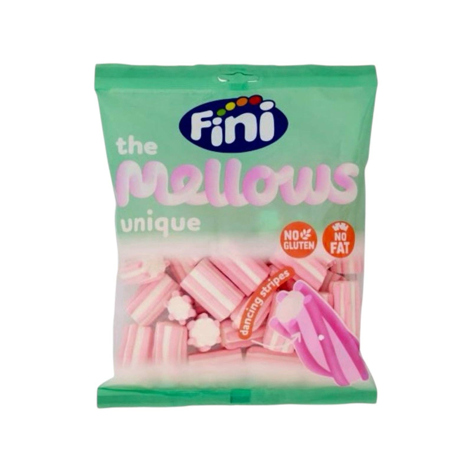 Made in eatalia - Vendita all'ingrosso Marshmallow - Fini The Mellow Unique / strisce danzanti rosa e bianche 150g