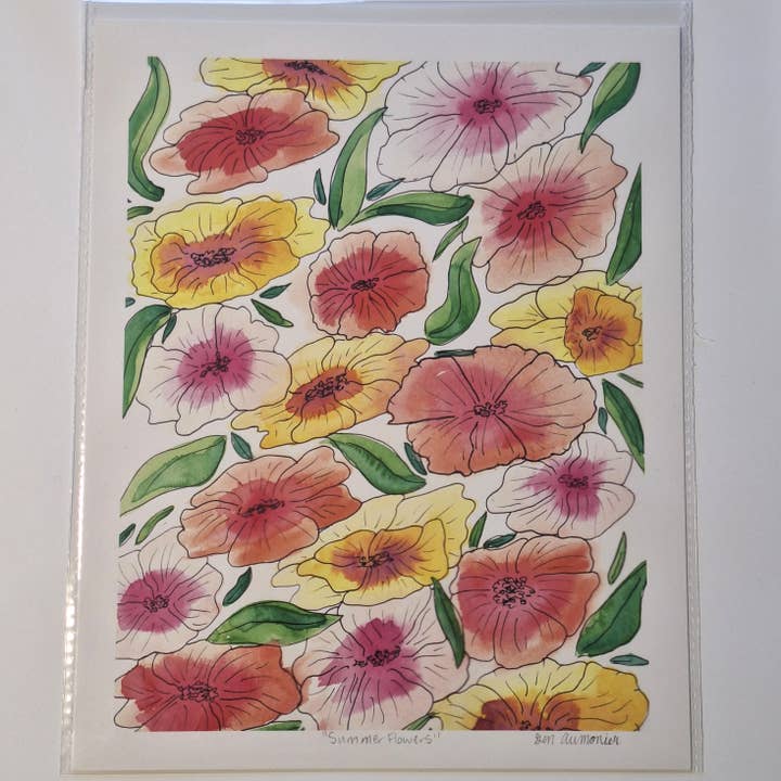 Summer Flowers 8x10 Inch Signed Art Print for wholesale by Gen Aumonier Art