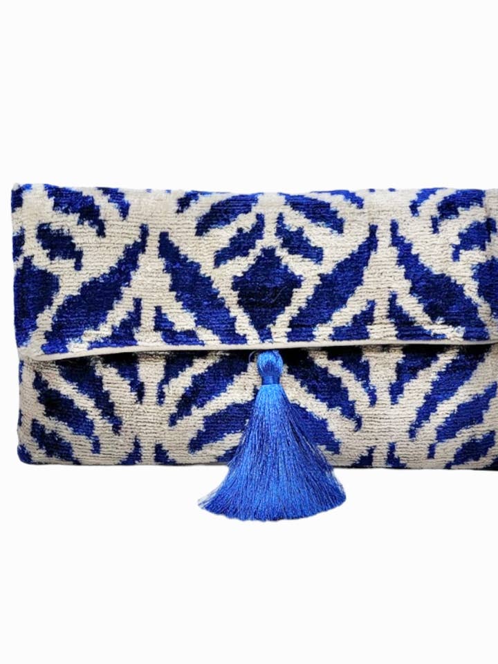 Silk Velvet Ikat Clutch for wholesale by AYCA DESIGN