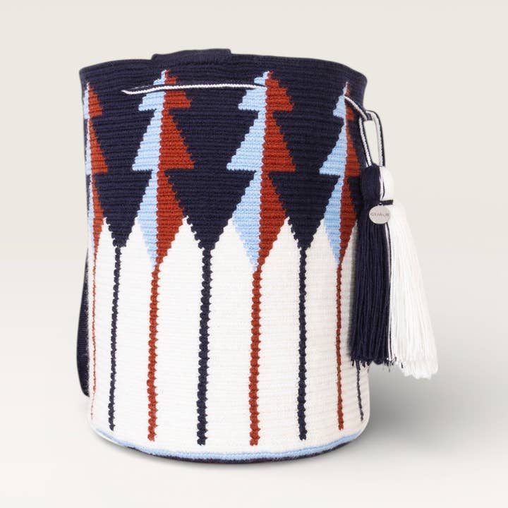 Geometrische Umhängetasche L | Marineblau für den Großhandel von Guajii Design