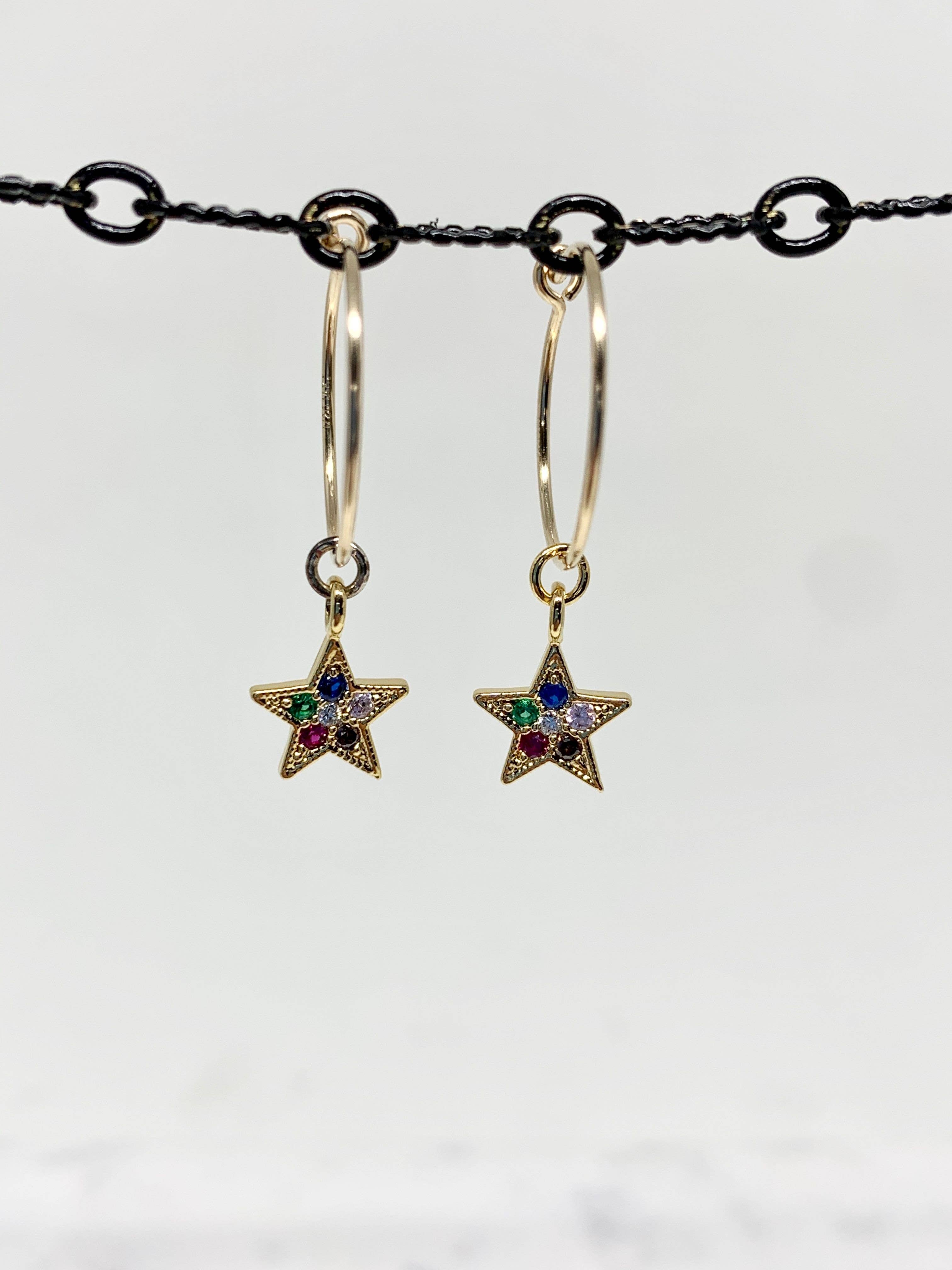 BMR - Wholesale Dangle Earrings - Small Gold Hoop With Assorted Tiny Charms11