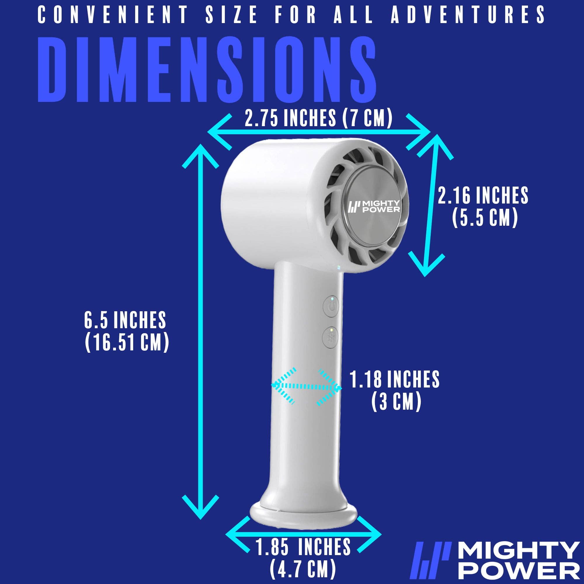 ShopBobbys - Wholesale Handheld Electric Fan - MIGHTY POWER Rechargeable AC Ultra Cooling Handheld Fan, White, 6.5 Inches5