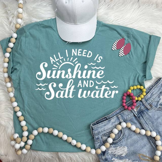 All I Need Is Sunshine And Salt Water WHITE DTF Heat Transfer for wholesale by Trendy Transfers
